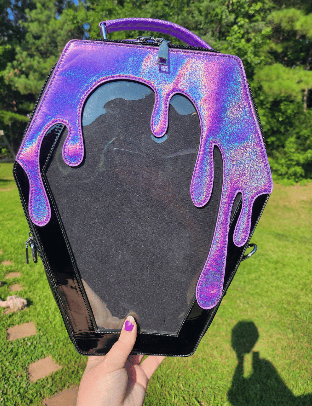 Drippy Coffin Ita Bag Glitter Cat Head Pins